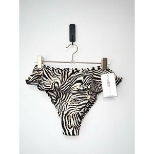 Montce Swim Zebra Micro Scrunch Tamarindo Ruffle Bikini Bottom Women Size Large